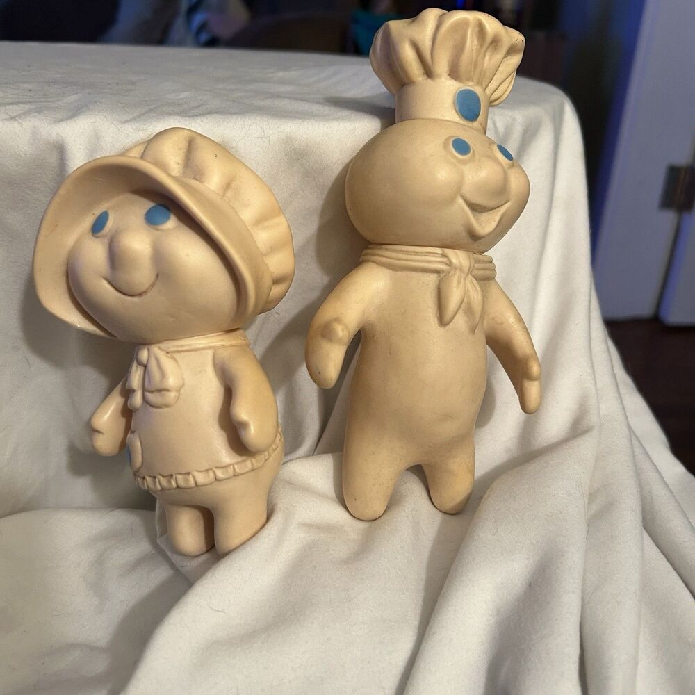 Vintage 1971 /72 Pair Pillsbury Dough boy & Dough girl Poppin’ Fresh Poppie